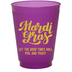 Bold Script Mardi Gras Colored Shatterproof Cups