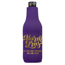 Bold Script Mardi Gras Bottle Huggers