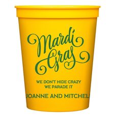 Mardi Gras Script Stadium Cups