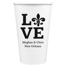 Fleur de Lis Love Paper Coffee Cups