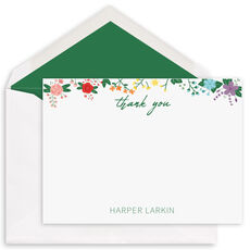Rainbow Floral Flat Thank You Note Cards