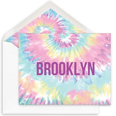 Pink and Aqua Tie-Dye Folded Note Cards