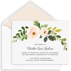 Pink Rose Spray Folded Sympathy Cards