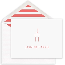 Stacked Block Monogram Folded Card-Raised Ink