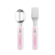 Bunny Love Toddler Stainless Steel Fork and Spoon Set