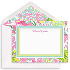 Tropical Garden Border Flat Note Cards