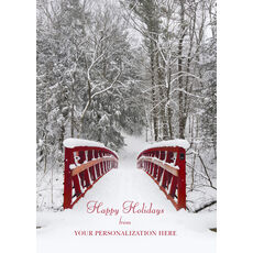 Red Snowy Bridge Folded Holiday Cards