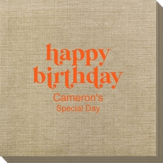 Cute Happy Birthday Bamboo Luxe Napkins