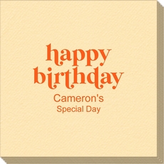 Cute Happy Birthday Linen Like Napkins