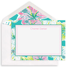 Bali Garden with Lattice Border Flat Note Cards