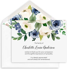 Blue and Ivory Rose Folded Sympathy Cards