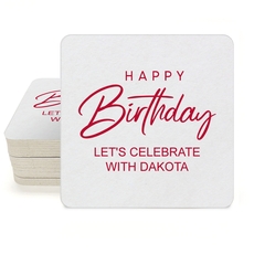 Happy Birthday Sophisticate Square Coasters