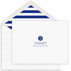 Modern Initial Folded Note Cards - Raised Ink