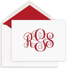 Grand Monogram Folded Note Cards - Raised Ink