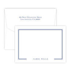 Triple Thick Double Border Flat Note Cards - Raised Ink