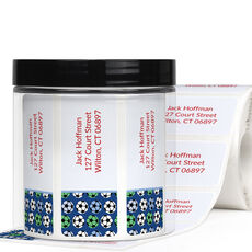 Boys Soccer Return Address Labels in a Jar