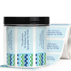 Blue Chevron Address Labels in a Jar