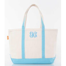 Personalized Medium Baby Blue Trimmed Classic Tote