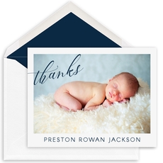 Script Thanks Folded Photo Note Cards