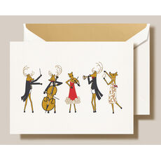 Reindeer Symphony Folded Holiday Cards - Raised Ink