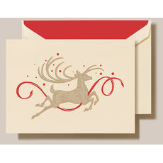 Leaping Stag Holiday Greeting Card - Raised Ink