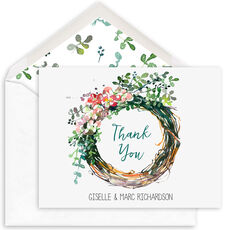 Peony Wreath Folded Thank You Note Cards