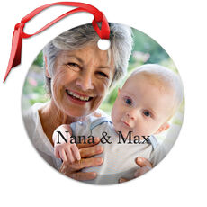 Photo Plus Text Glass Ornament