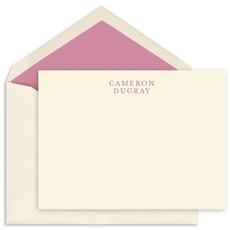 Stacked Name Flat Note Cards - Raised Ink
