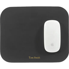 Personalized Two-Sided Leather Mouse Pad - Black & Taupe