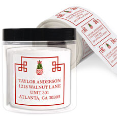 Holiday Topiary Square Address Labels in a Jar