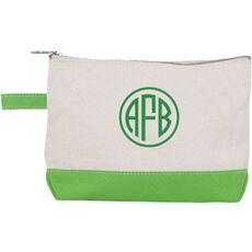 Personalized Grass Green Trimmed Cosmetic Bag
