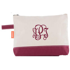 Personalized Maroon Trimmed Cosmetic Bag
