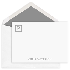 Corner Square Initial Flat Note Cards