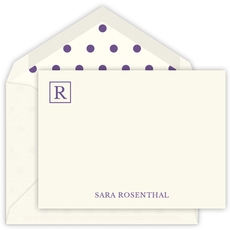 Corner Square Initial Flat Note Cards - Letterpress