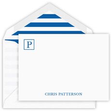 Corner Square Initial Flat Note Cards - Letterpress