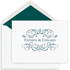 Ornate Scroll Folded Note Cards - Raised Ink