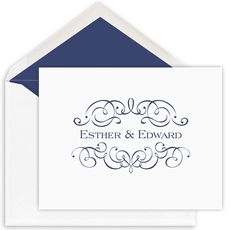 Ornate Scroll Folded Note Cards - Letterpress