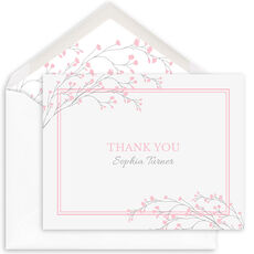 Blush Tiny Blossoms Thank You Folded Note Cards