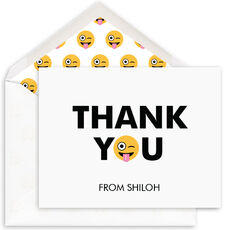 White Silly Thank You Folded Note Cards