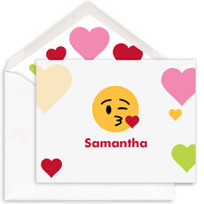 Girl Kisses Emoji Dots Folded Note Cards