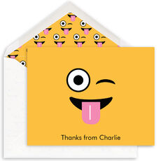 Yellow Silly Emoji Folded Note Cards