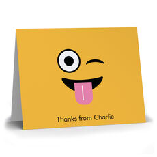 Yellow Silly Emoji Folded Note Cards