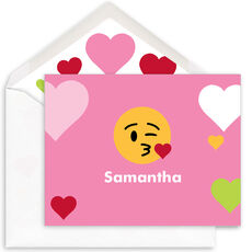 Pink Kisses Emoji Dots Folded Note Cards