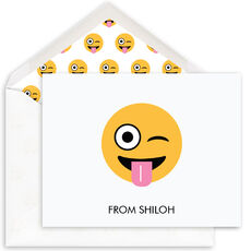 White Silly Emoji Folded Note Cards