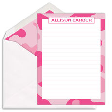 Camouflage Border Flat Note Cards with Optional Writing Lines