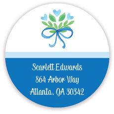 Sweet Blue Floral Round Address Labels