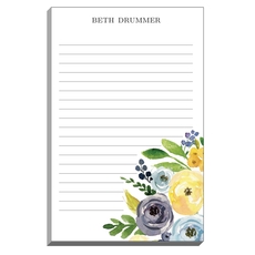 Yellow and Blue Corner Flowers Notepad