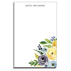 Yellow and Blue Corner Flowers Notepad
