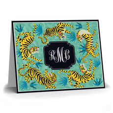 Teal Tiger Circle Folded Note Cards