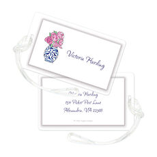 Pink Peonies Luggage Tags